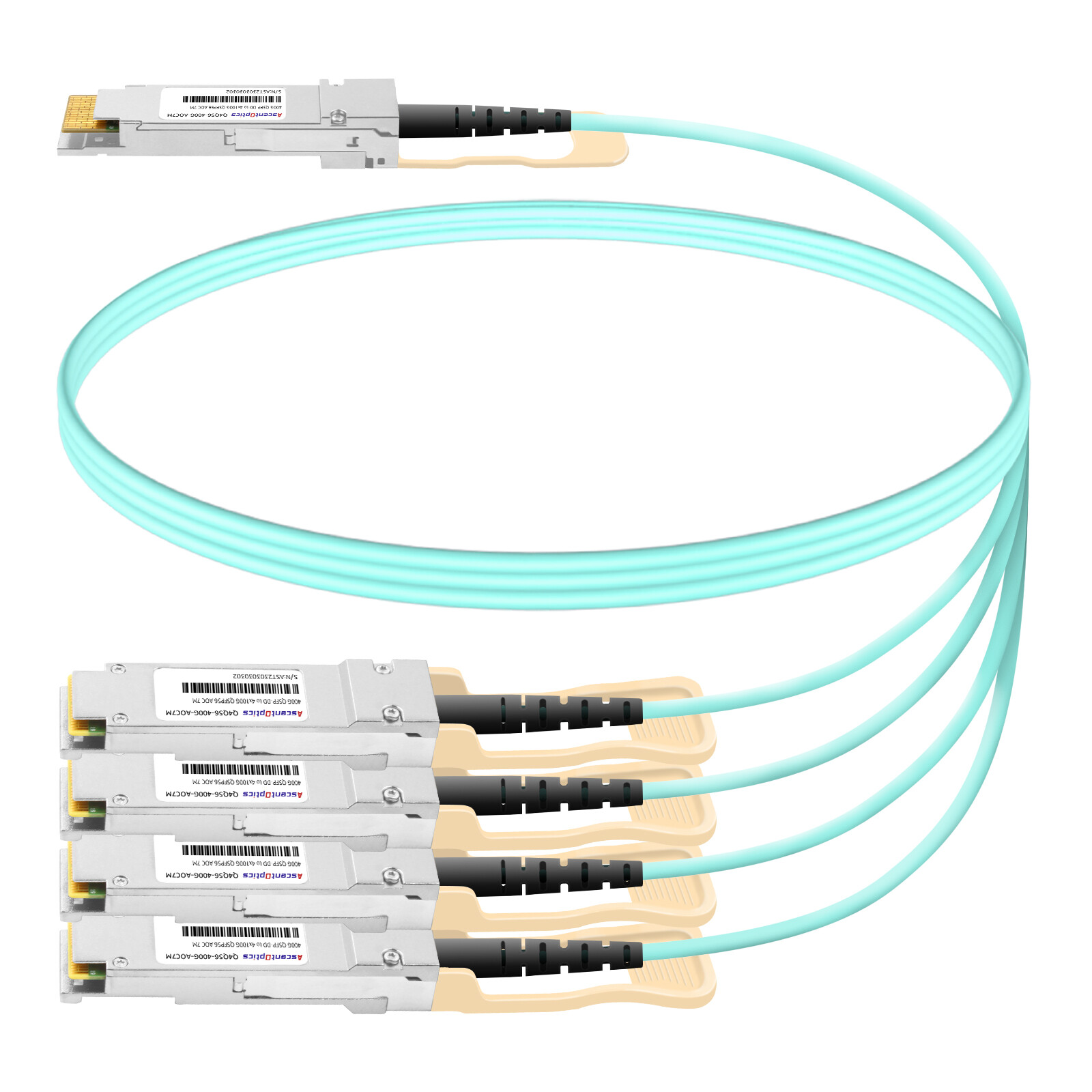 400G QSFP-DD to 4x 100G QSFP56 Breakout AOC Cable,7 Meters